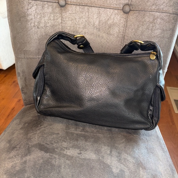 Valentina Black Pebbled Leather Made In Italy Shoulder Handbag - Picture 3 of 10